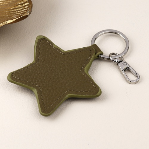 Khaki Mix Faux Leather Star Keyring by Peace of Mind